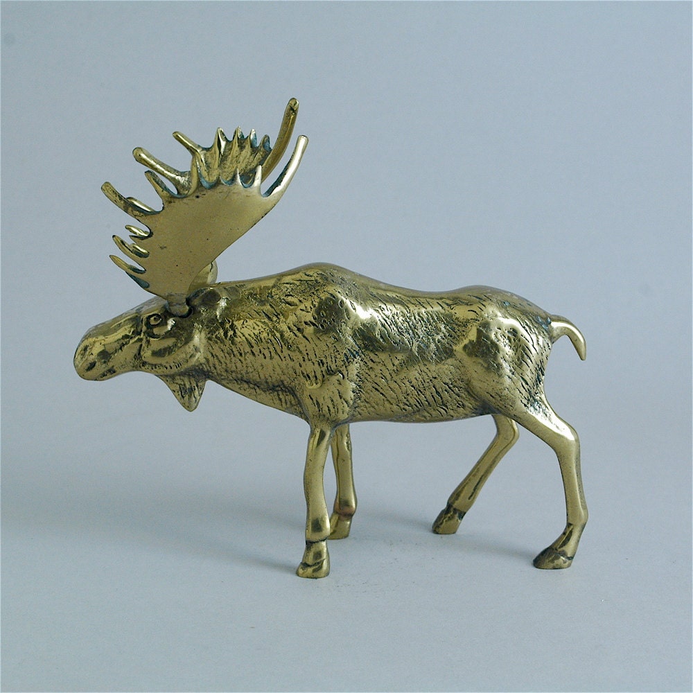 Vintage Brass Moose Figurine by AnimalObjects on Etsy