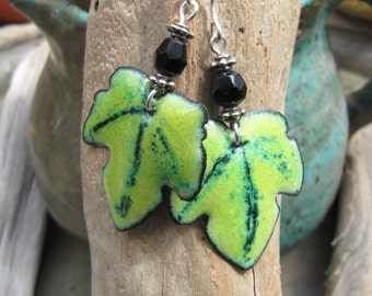 Spring Green Enamel Earrings
