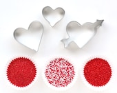 Valentine's Day Cookie Decorating Kit - Heart Cookie Cutters with Red and White Sprinkles