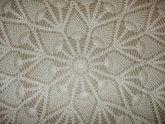 60 inch large round crocheted pineapple tablecloth in white