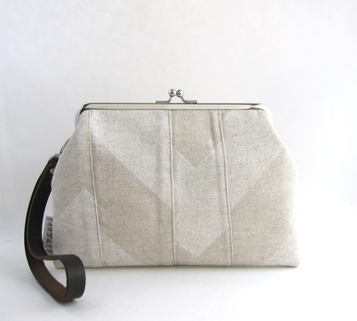 SALE Frame Wristlet Clutch Purse Natural Chevron