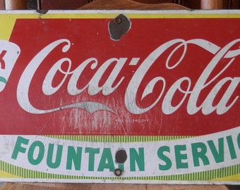 vintage 1940-50s Drink Coca-cola fo untain service sign, coke ...