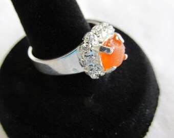Orange Ring, Seaglass Adjustable Ring, Orange Beach Glass Ring, Adjustable Silver Plated, Sea Glass Jewelry, Beach Glass Jewelry