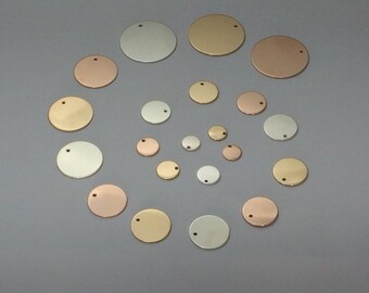 5 pcs, 5/16" or 7.8mm Round disc, circle blank, stamping disc, metal stamping blanks wholesale, rose gold , argentium silver, yellow disc