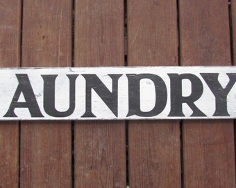 Reclaimed Wood Laundry Sign. Laundry Room Wood Sign. Black and White Handmade Laundry Sign. made to order