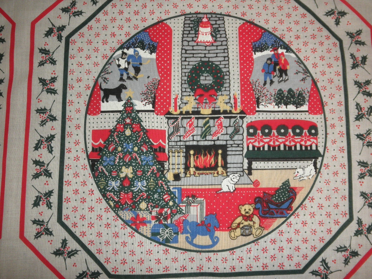Christmas Placemat Fabric Panel 6 placemats on One Panel
