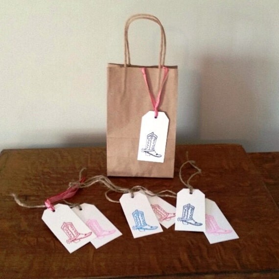 Items similar to 5x8 Cowboy Party Gift Bag. Brown kraft paper gift bag
