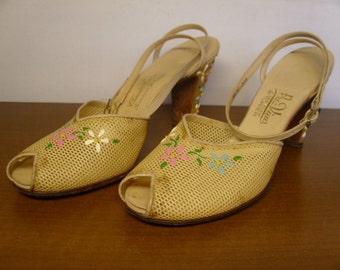 CLEARANCE SALE Vintage 1950's/1960's Peep Toe Heels Size 8 1/2