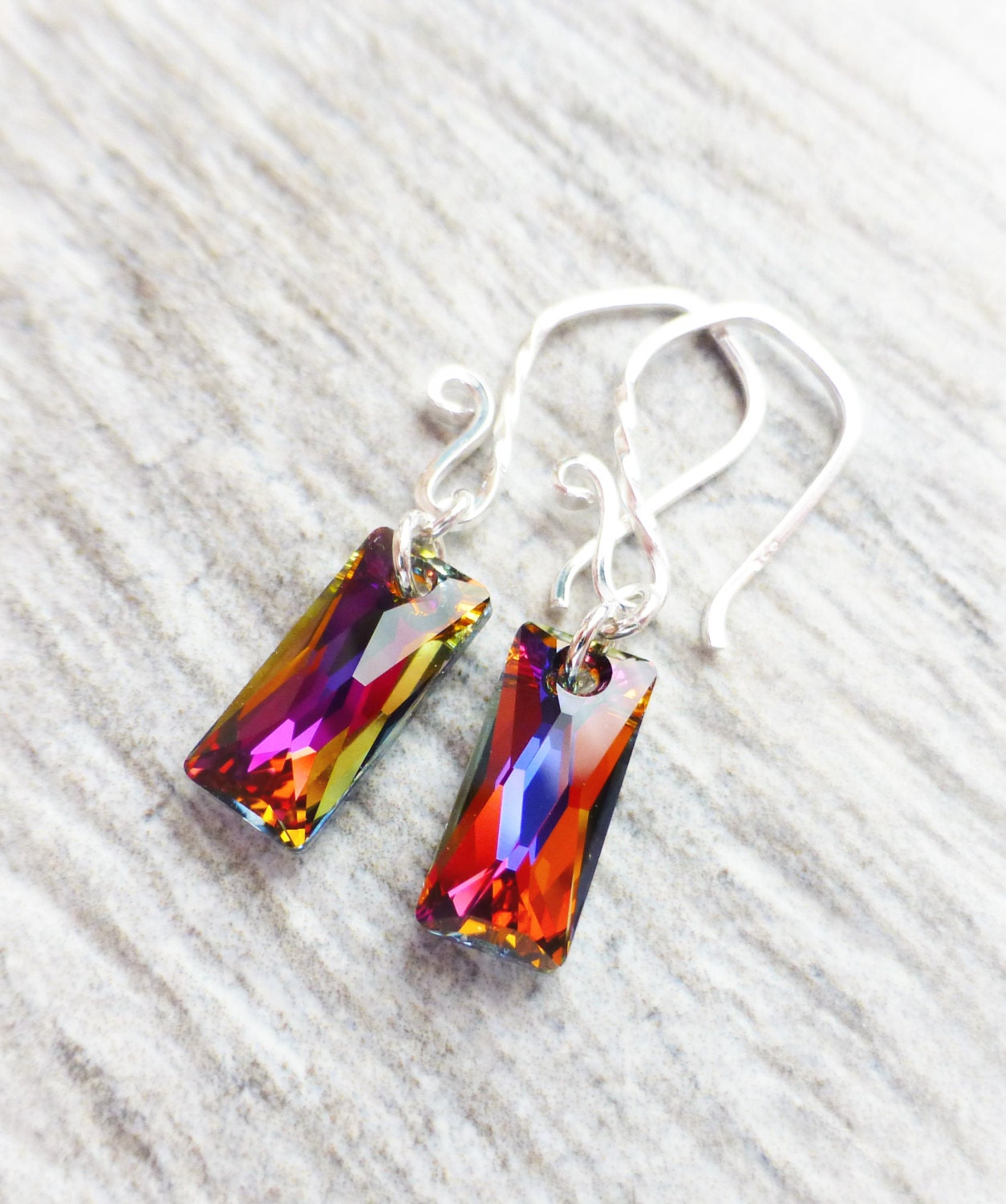 Volcano Prism Crystal Earrings Swarovski Dangle by JBMDesigns