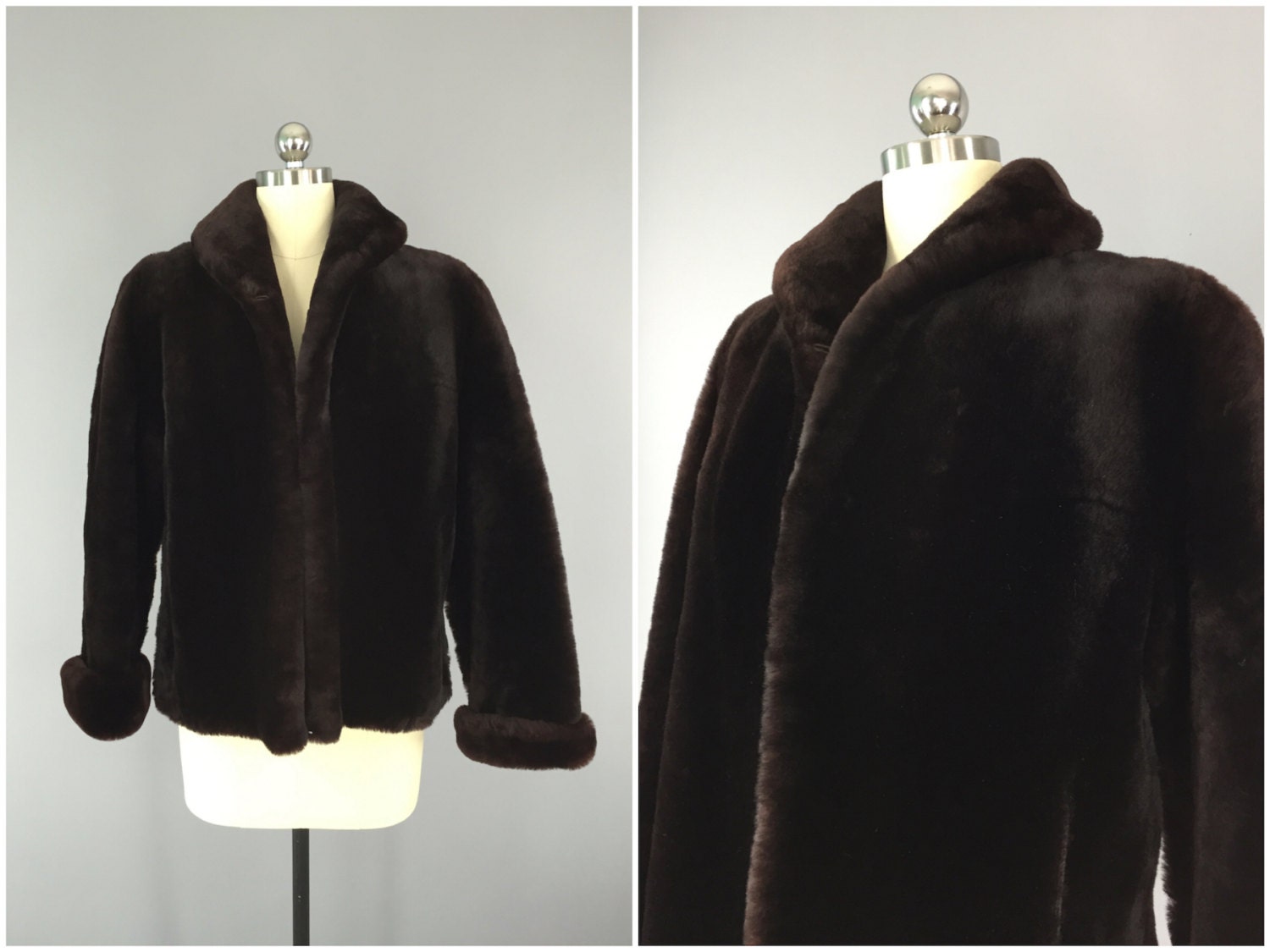 1950s Fur Coat / Sheared Lamb Mouton / Fur Jacket by ThisBlueBird