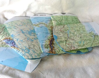 Vintage Map Gift Pillow Box - Eco Friendly - Recycled