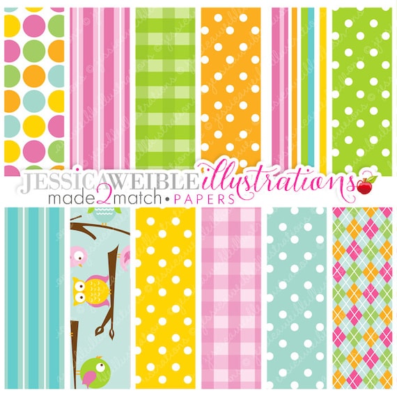 Out on a Limb Cute Digital Papers for Card Design, Scrapbooking, and Web Design - Owl Paper Design Il_570xn