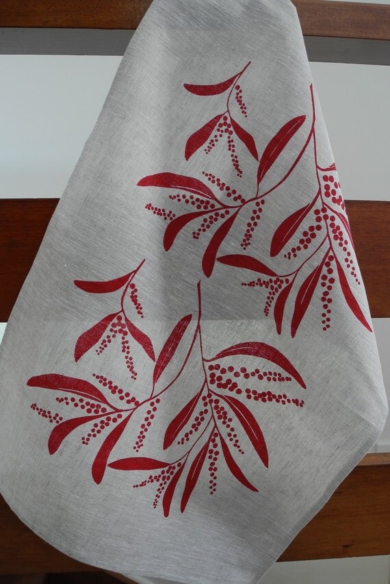 Linen Tea Towel Screen Printed Linen Teatowel by PalumaPrint