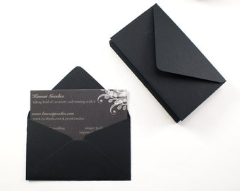Business card envelopes - 10 black envelopes - 2 1/8 x 3 5/8 - love notes, gift card enclosure, packaging, florist