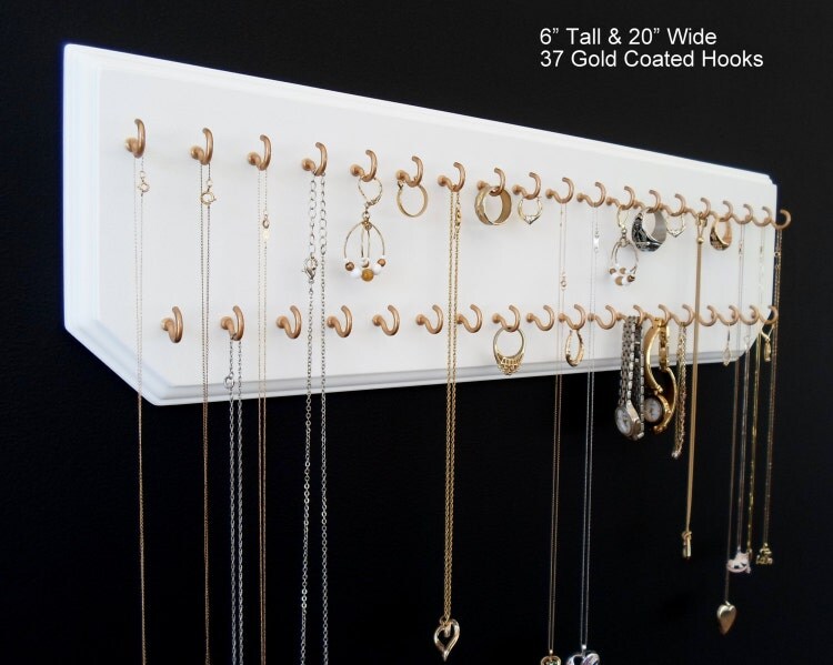 6x20White 37Gold Necklace Holder Jewelry by eznecklaceholder