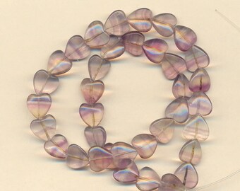 16" strand of gemstone heart beads 12mm: Flourite