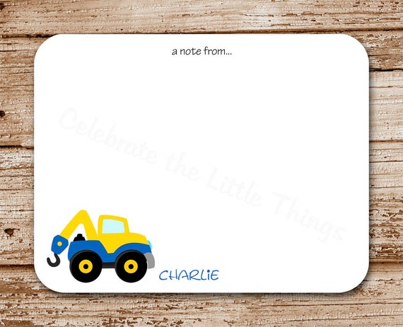 Set of 12 Tow Truck Note Cards - Personalized Stationery - Transportation, Towtruck, Rescue Vehicle Notecards - Thank You Cards Il_570xn