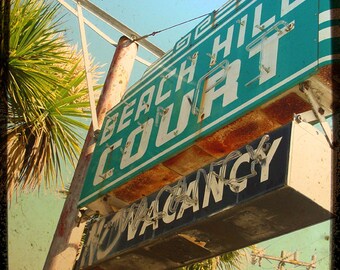 Vintage Hotel Sign California Palm Tree Motel Vacancy Photography Wall Art "No Vacancy"
