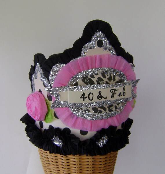 40th Birthday Party Crown/Hat- 40 & Fab or anything you want Il_570xn
