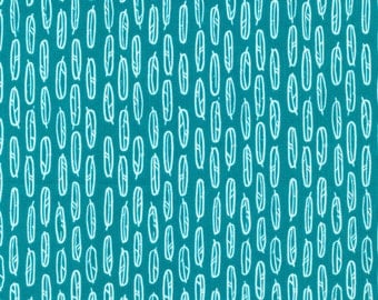 Organic Cotton Fabric - Cloud9 Fabrics Yoyogi Park - Feather Leaf Teal