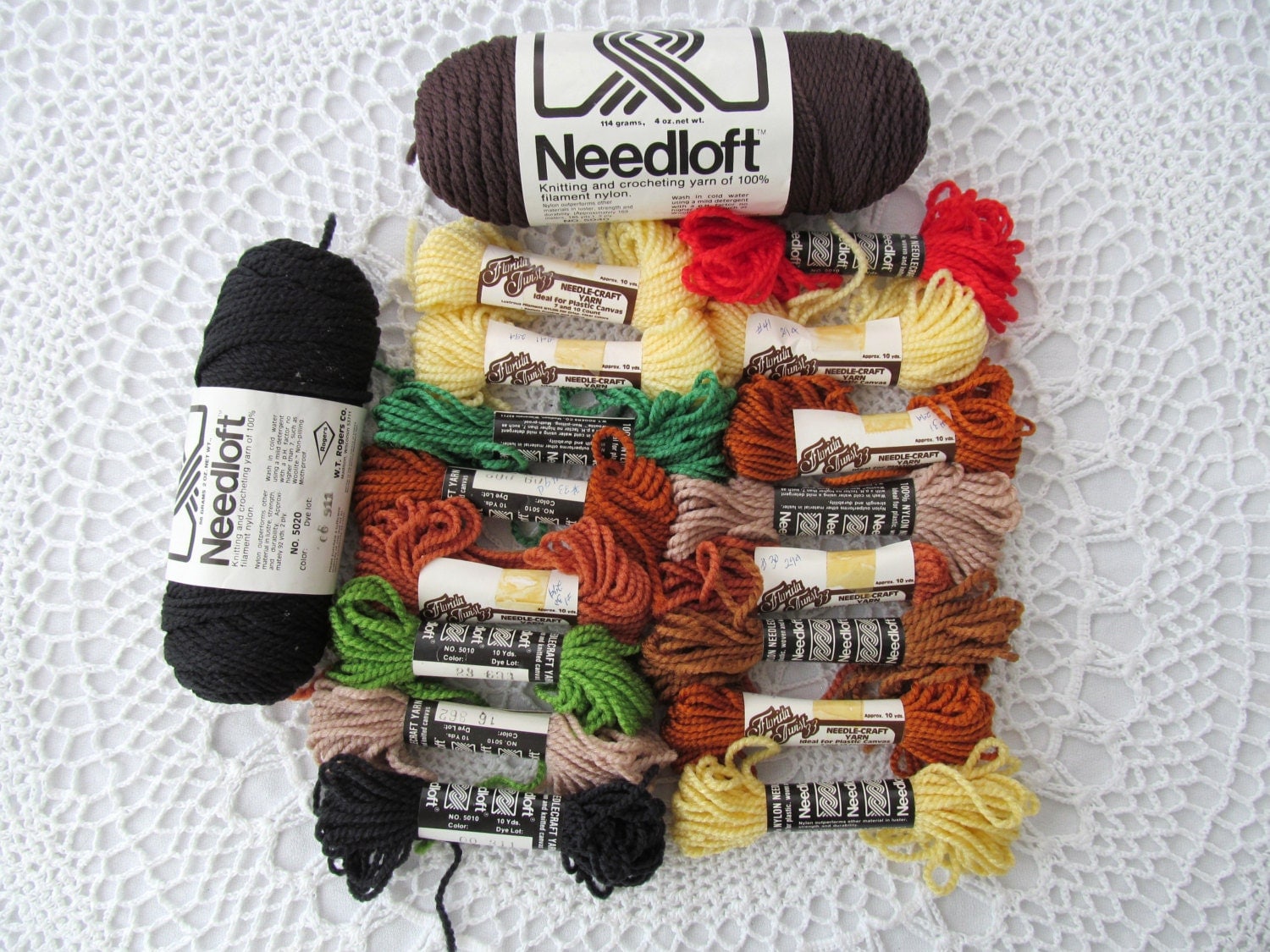 Needloft Yarn Assortment Lot Plastic Canvas Nylon Needlecraft