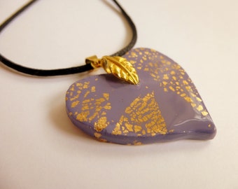 Heart Pendant Mauve Heart Pendant Mauve Heart Necklace Polymer Clay Pendant Heart Necklace Valentine's Day Pendant