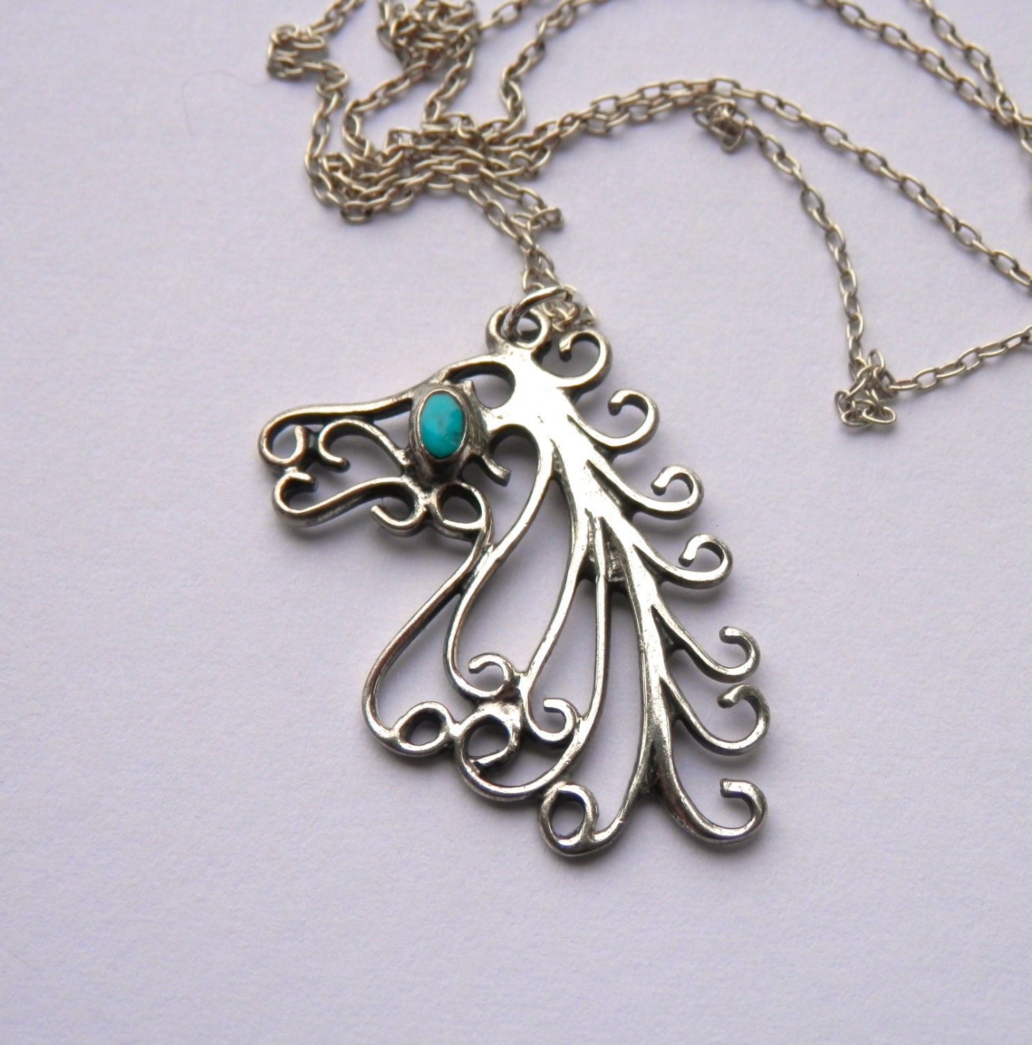 Vintage Horse Pendant Turquoise Sterling Silver by TheJewelryChain