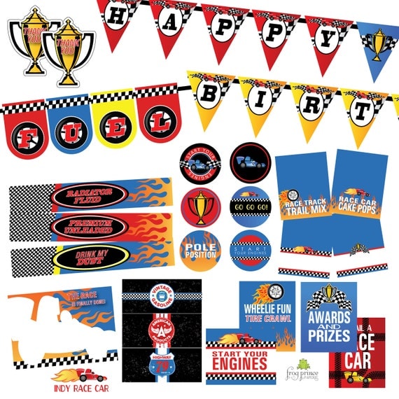 Indy Race Car Birthday Printable Party INSTANT DOWNLOAD