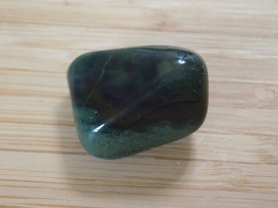 Dark Green Moss Agate Tumbled Polished Stone 27mm x 20mm x