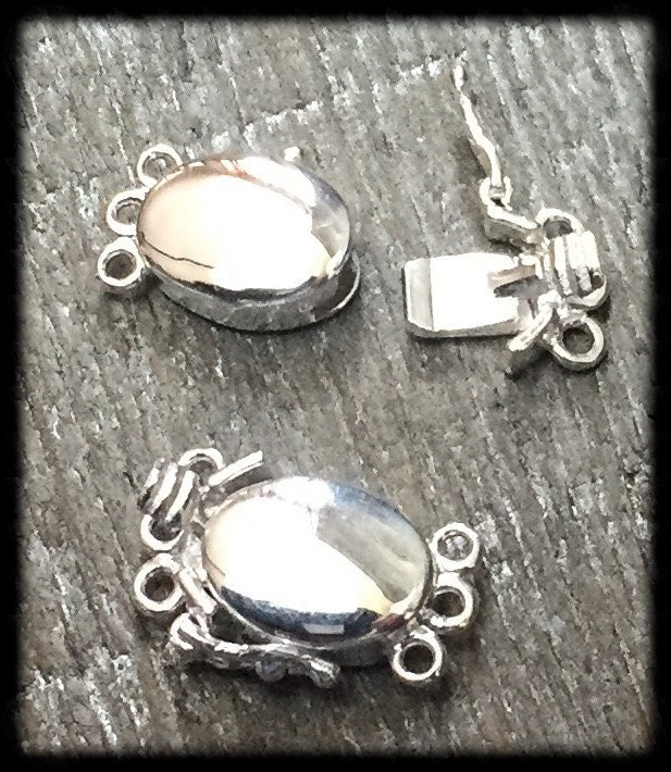 Sterling Silver Oval Box Clasp 3 Strand Jewelry Supply Jewelry