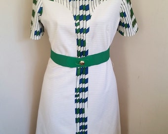 Vintage White Mod Scooter Dress Vintage Mod Dress Geometric
