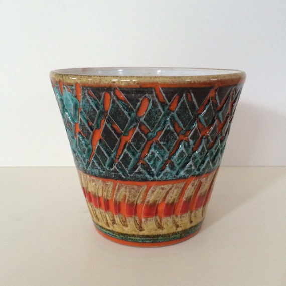 Vintage Mid Century Italian Pottery Flower Pot by hazelhome