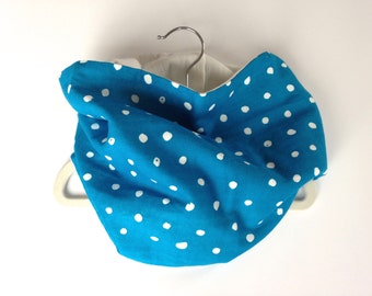 Neck Warmer, Tube Scarf: Cerulean with White Dots