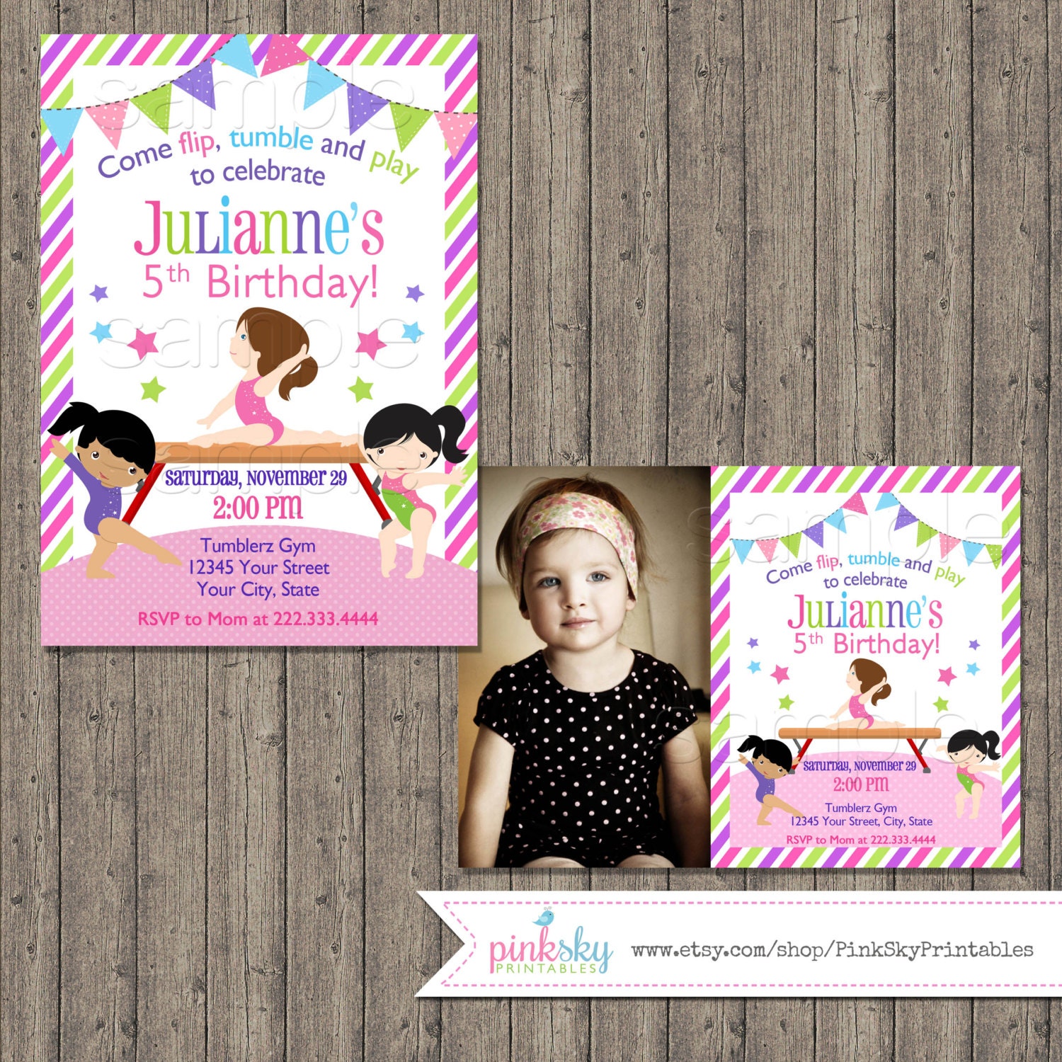 Gymnastic Birthday Invitation Printable File Gymnastic