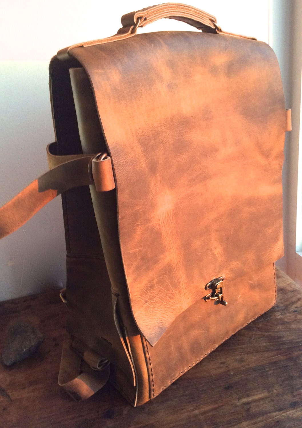 Leather backpack for men, leather rucksack, brown backpack briefcase ...