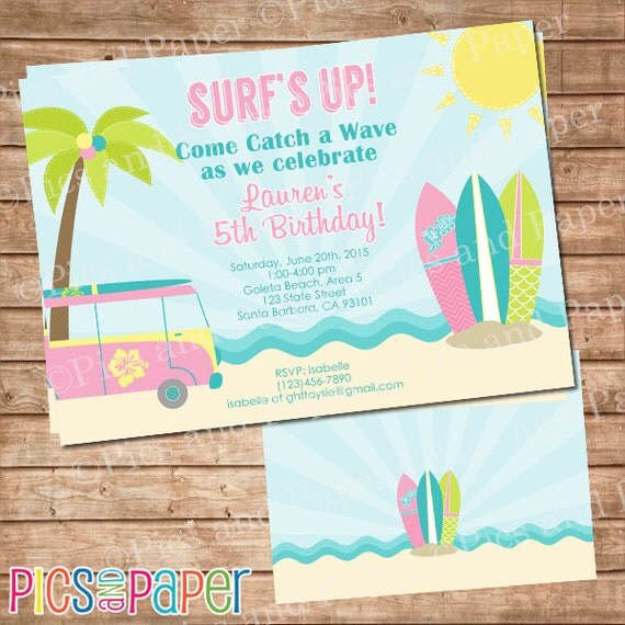 Surf Birthday Party Invitations 8