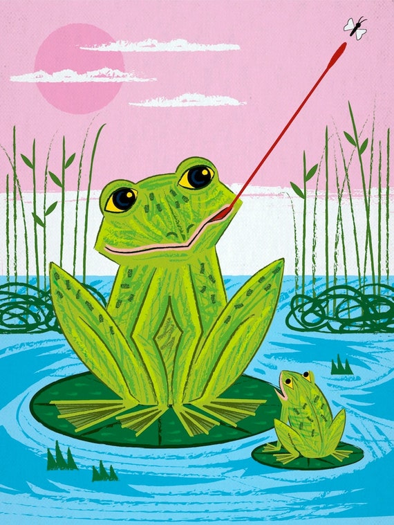 Flycatcher - Childrens Animal Art - Frog Poster Print by Oliver Lake - iOTA iLLUSTRATiON