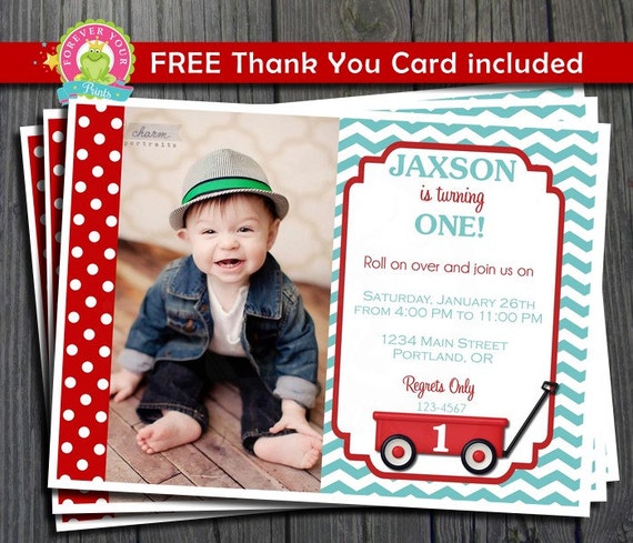 Red Wagon Invitation / Red Wagon Birthday / Red Wagon Party / Red Wagon Invite / Little Red Wagon Birthday Il_570xn