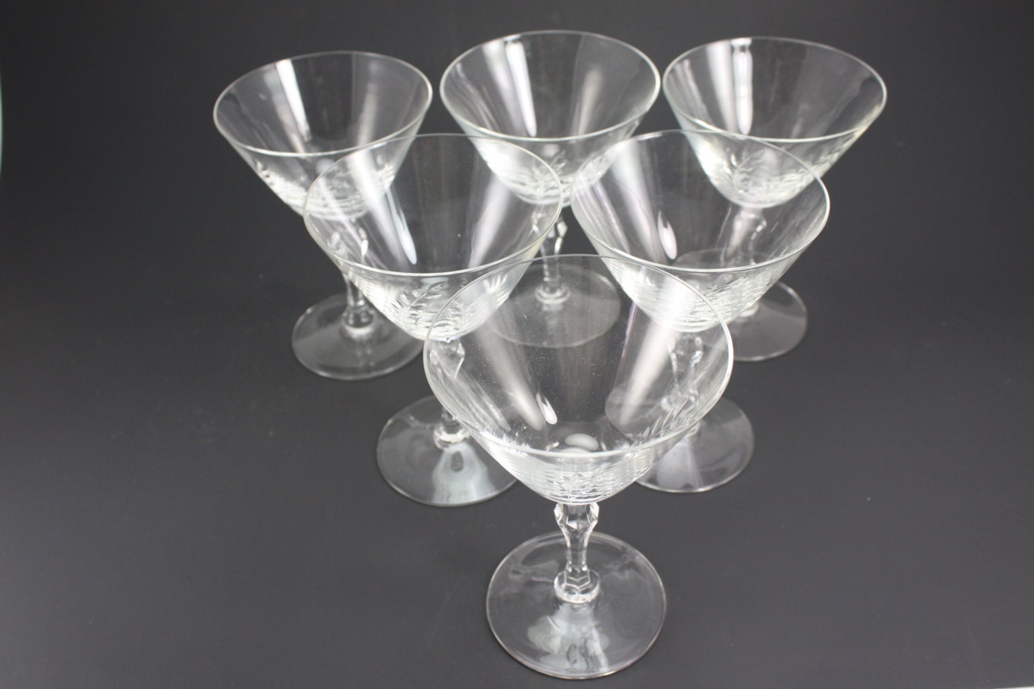 Vintage Fostoria Crystal Stemware Cut Leaf Pattern Design