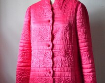 ON SALE Christian Dior Lounge Wear Robe Hot Pink Quilted Robe Vintage