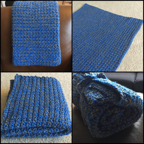 Gray and blue baby blanket