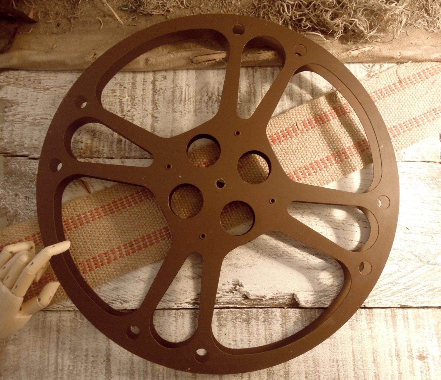Vintage / Film Reel / Metal Wheel / Brown Film Reel / Urban