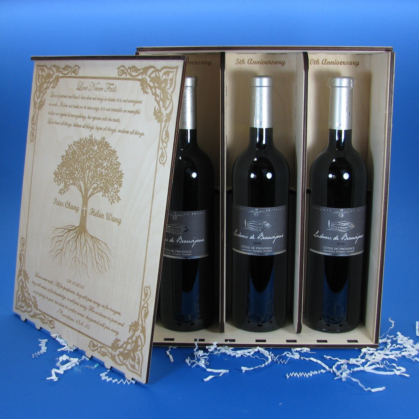Enraved Wood Wine Box for 3 Bottles Personalized by You