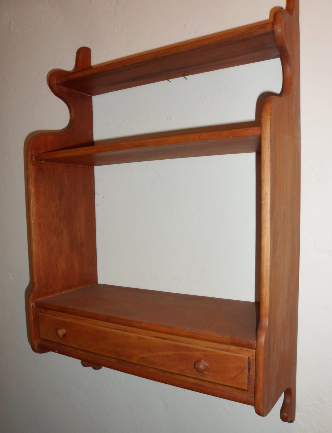 Antique wooden Country Wall Shelf with Drawer by JleCROW on Etsy