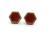 Hexagon earrings marsala red geometric earrings