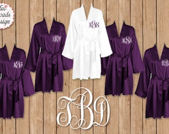 Monogrammed silk robes for bridesmaids