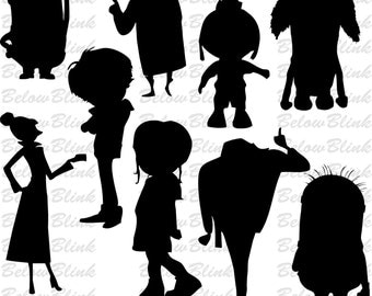 Despicable Me Silhouettes Clipart Clip Art Digital Scrapbooking Commercial Use - printable clipart - Instant Download - DP350