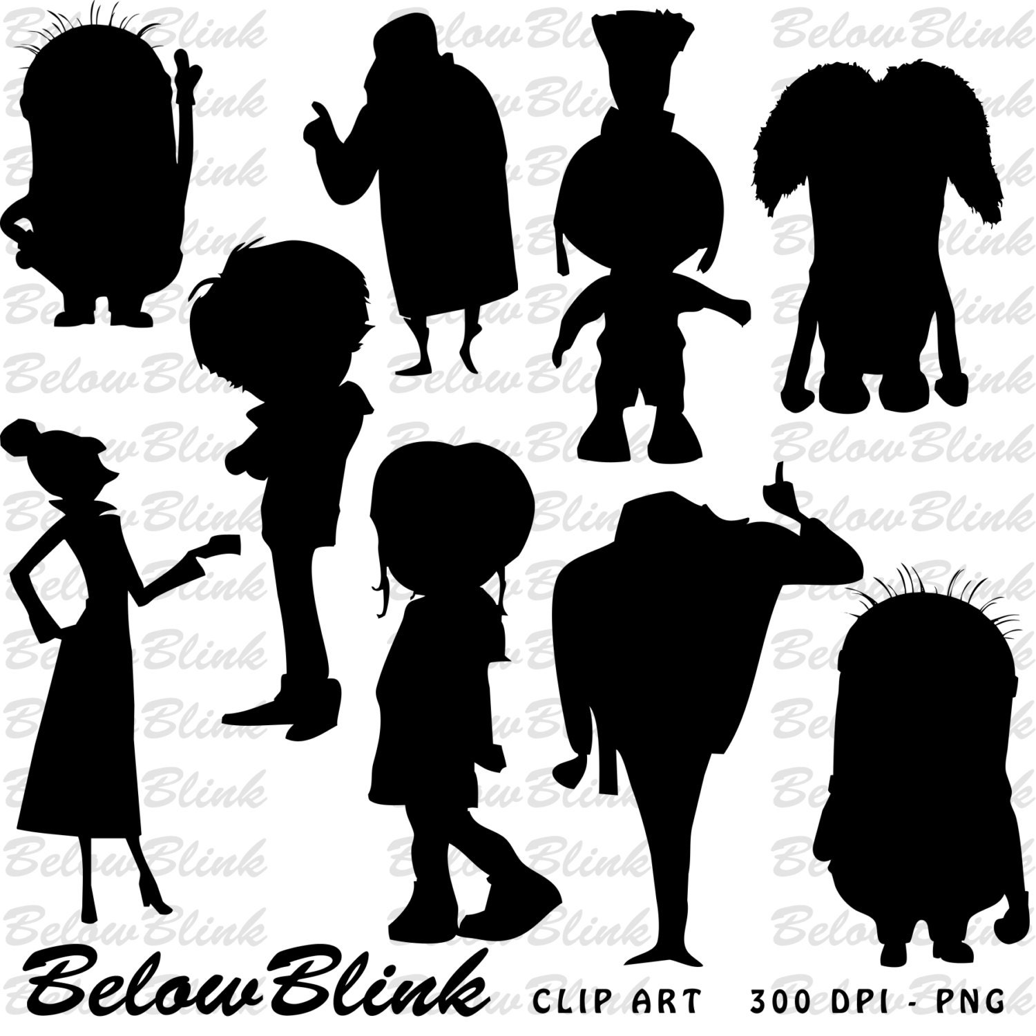 Despicable Me Silhouettes Clipart Clip Art Digital