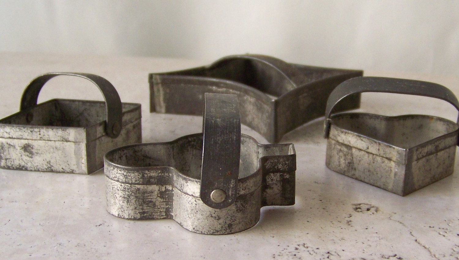 Vintage Tin Cookie Cutter Set Primitive Folk Art by CynthiasAttic