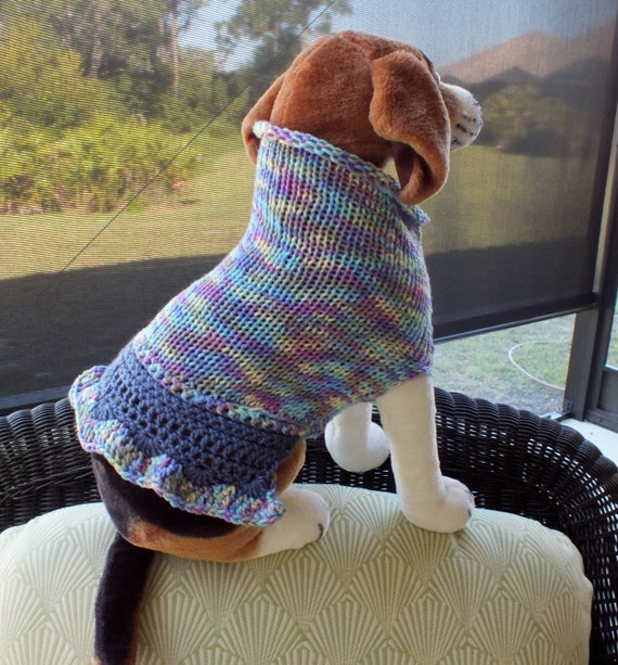 Dog Sweater Hand Knit Flirtyl Medium 13 inches long